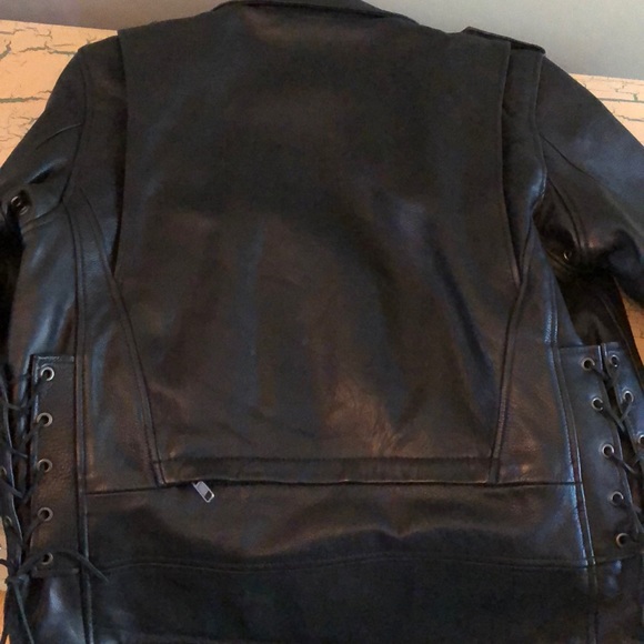 Wilsons Leather Black Biker Jacket - Picture 8 of 16